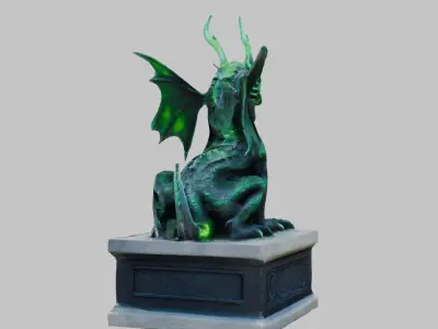 Mystical Dragon Statue Detailed 3D Model Low-poly 3D model