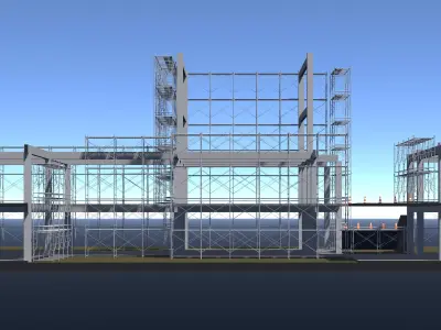 Town hall building under construction in section cut 25-57 3D model