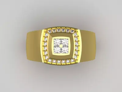 Two Tone Round Diamond and Prince Diamond Mens Gold Ring mr0276 3D print model