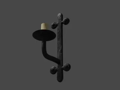 Game ready simple low poly wall candle stick holder Low-poly 3D model