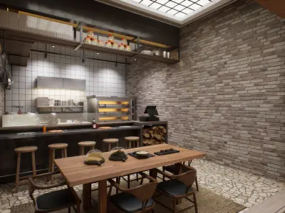 PizzaMaster Brand VR Showroom Scene 3D model