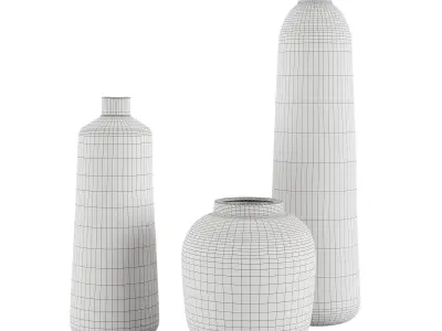 Set 3 Funky Vase 3D model