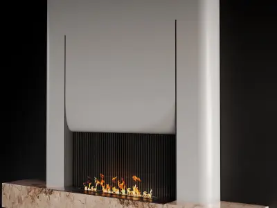 Decorated wall with fireplace - 3 3D model