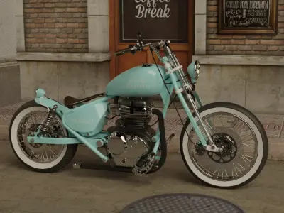 Custom Royal Enfield Chopper Low-poly 3D model