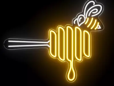 Honey Bee Neon Sign 3D model