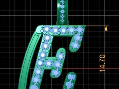LUXURY ALPHABET E PENDANT 3D PRINTABLE MODEL 3D print model