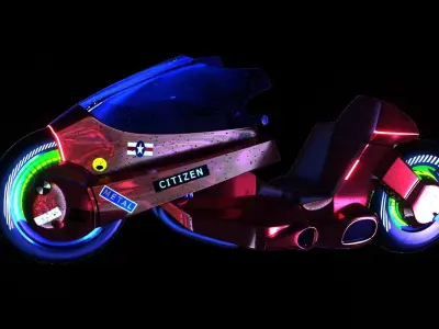 Akira motorcycle Low-poly 3D model