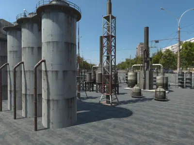 Background Industrial Props Collection HQ - PBR Low-poly 3D model