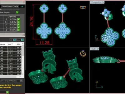 Earrings Diamond 3D print model