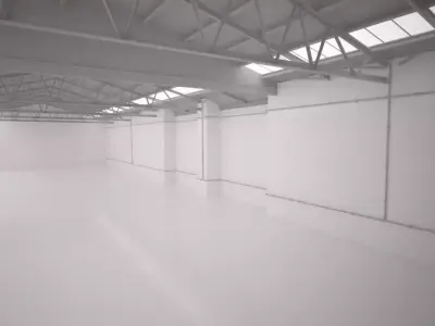 studio render empty warehouse with walls Low-poly 3D model