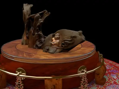 Chinese wood root carving sculpture  3D model