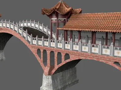 Chinese Bridge Low-poly 3D model