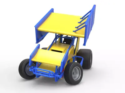Winged Sprint car while turning Scale 1 to 25 3D print model