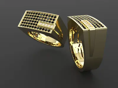 Elegant Mens Ring with Diamond Stones 3D print model