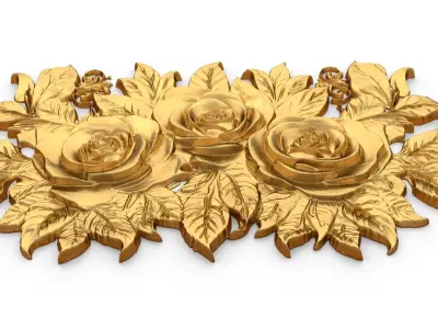 mural classic flowers decor ornament 02 3D model