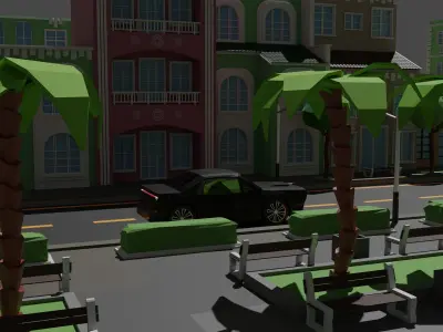 Low-Poly beatch city Low-poly 3D model