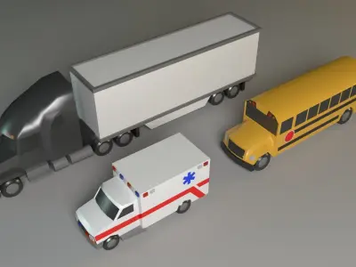 Low Poly Vehicle Set two cars that have been involved in coll... Low-poly 3D model