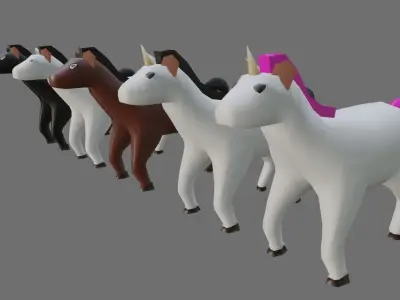 Horses and Unicorns - Cavalos e Unicornios 3D model