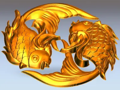 Two Goldfish Mural Art 3D print model