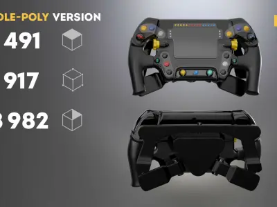 Two Formula 1 Steering wheels  Low-poly 3D model