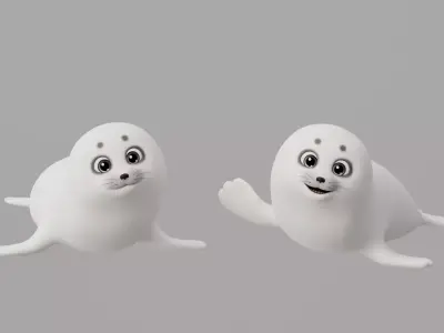 Rigged Cartoon Seal 3D model