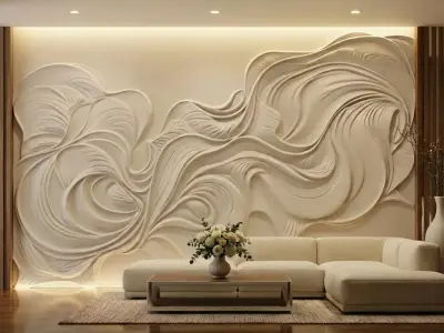 modern panel wall decor set relief mural CNC 155 3D model