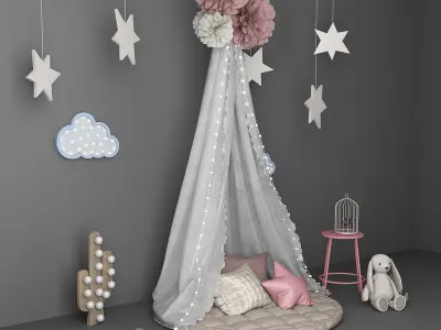 Decorative set for children with baldachin  3D model