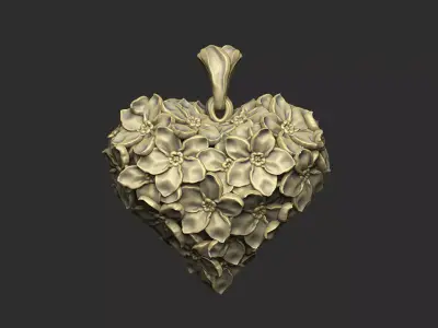 Forget me not heart treasure design crystal blossom 3D print model