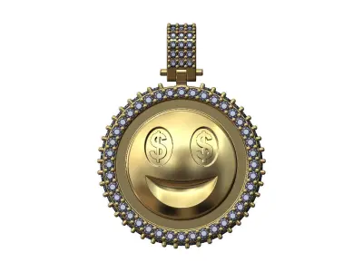 Iced Money emoji pendant with bail 3D print model