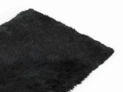 Shaggy Sheepskin Black Rug 3D model