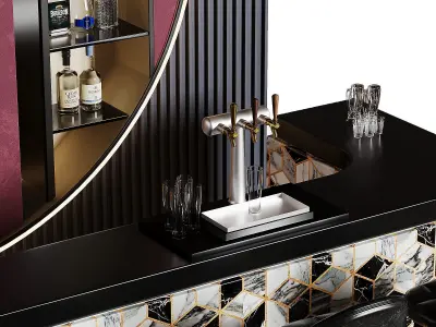 Bar Interior Low-poly 3D model