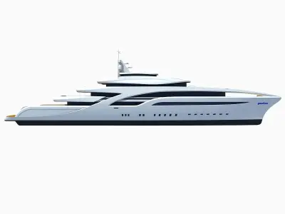 Concept Yellow Deck Luxury Yacht 3D model