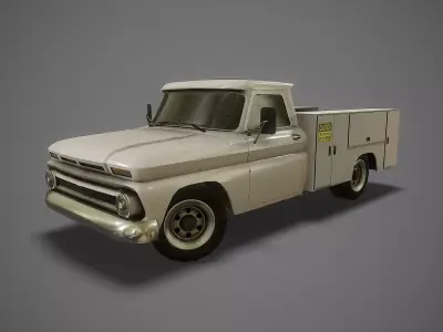 Game ready service truck Low-poly 3D model