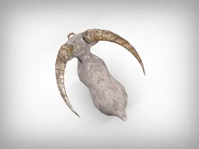 Goat low poly with long horns Low-poly 3D model