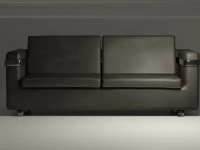 Black Leather Sofa 3D model