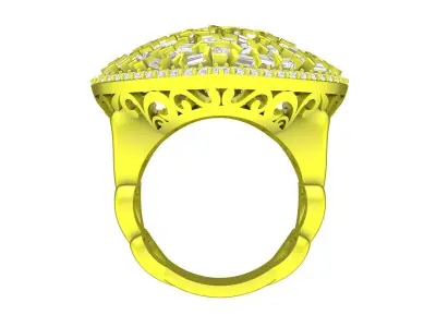 7413 luxury diamond straight baguette heart women ring 3D print model