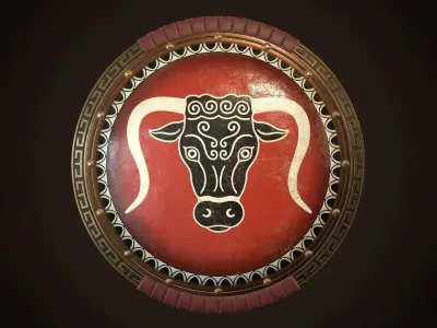 Hoplite Shield Bull Low-poly 3D model