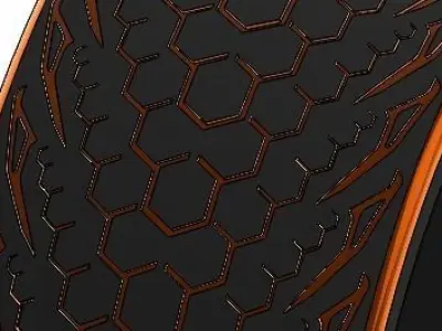 Tyre 3D model motorcycle tire with orange stripes 3D print model