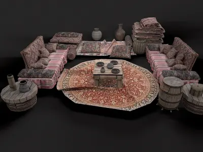 Old Traditional Eastern Nomads Tent 3 Low Poly PBR  Low-poly 3D model