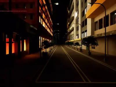 City Downtown Skyscraper Street - Night - Unreal - Lot 09 Low-poly 3D model