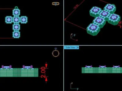 New Style pendant cross with stones diamond 3D print model 3D print model