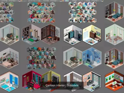 Cartoon interior 3D Model Collection