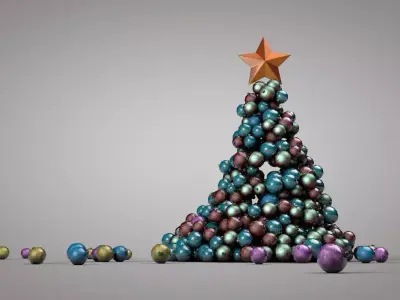 Animated 3D Christmas tree of spheres  3D model