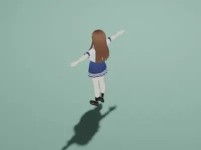 Anime Girl Character - Student Style Low-poly 3D model