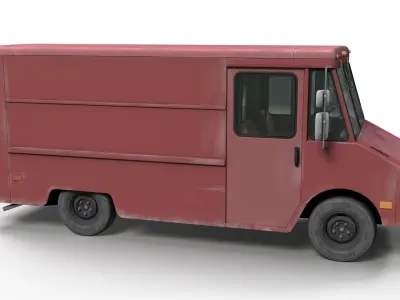 Vintage industrial boxvan Low-poly 3D model