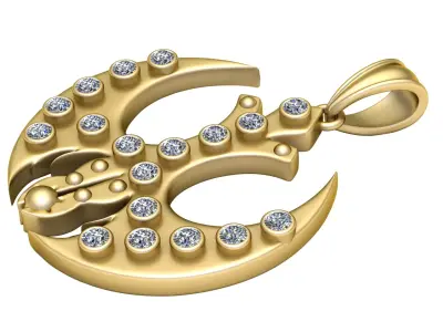 Crescent t Trident  PENDANT  3D print model