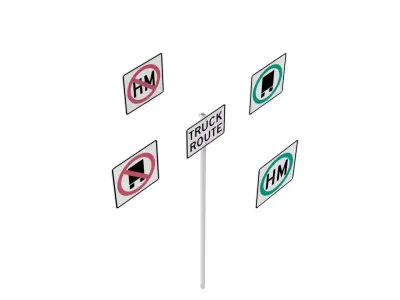 Road Sign - US - R14 Series Truck Routes 3D model