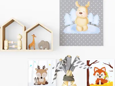 Toys and fureniture set with tent 3D model