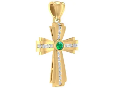 Elegant Gemstone Cross Pendant Jewelry for Women 3D Model  2971 3D print model