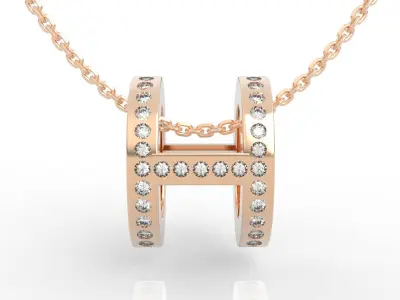 Diamond Letter H Pendant  3D print model